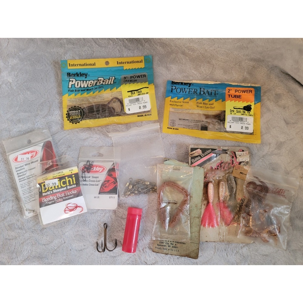 Huge Vintage Fishing Tackle Lot Lures Bobbers Hooks Line Jigs Soft Baits As... - Picture 10 of 11